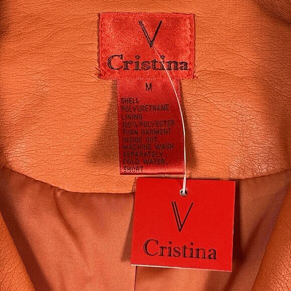 V Cristina Vest Women’s Size Medium Orange Studded Sleeveless Faux Leather NWT - Picture 3 of 14